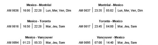 Aeromexico annonce une augmentation de ses fréquences de vol vers ses trois destinations au Canada