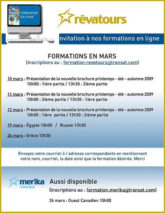 Formations en ligne chez Rêvatours et Merika Tour