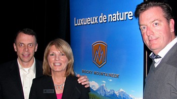 L'équipe de Rocky Mountaineer: Bob Nicholas VP ventes mondiales; Linda Lavergne Directrice service passagers et Ian Robertson Directeur ventes Canada et Asie