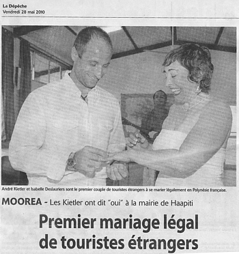 Mariages légaux en Polynésie : Voyages Cassis et Club Voyages Mille et Une Nuits font l'histoire !