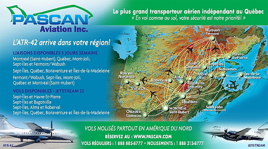 L'ATR-42 de Pascan Aviation foule pour la 1ère fois la piste de l'aéroport de Sept-Îles et ajoute cette région à son itinéraire