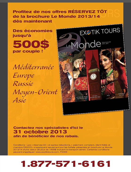 Brochure ' le Monde ' d' Exotik Tours: des Réservez-tôt alléchants