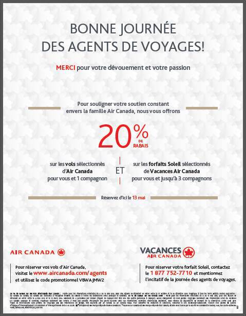 Air Canada et Vacances Air Canada soulignent la journée de l'agent de voyages