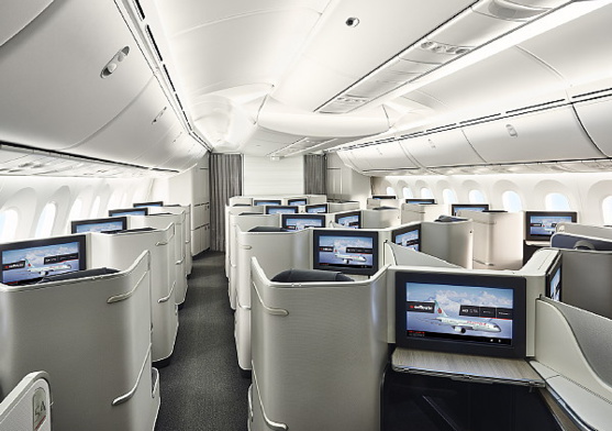 La nouvelle cabine de la Classe affaires internationale d'Air Canada à bord de l'appareil 787 Dreamliner