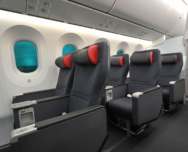 La nouvelle cabine Économique Privilège d'Air Canada, à bord de l'appareil 787 Dreamliner. (Groupe CNW/Air Canada).