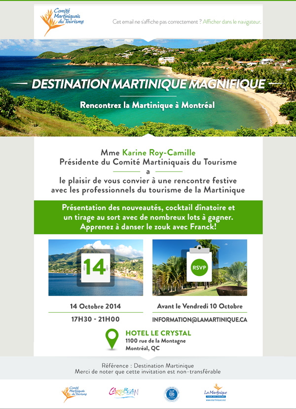 La Martinique convie les agents à la soirée  'Martinique Destination Magnifique' qui se tiendra le 14 octobre 