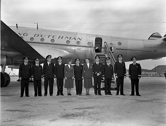 Équipage au départ d'Amsterdam le 29 mai 1949. crédit MAI/KLM