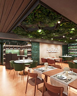 A bord de MSC World America, futur fleuron de MSC Croisières: le seul et unique restaurant Eataly en mer