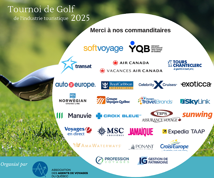 Tournoi de golf de l’industrie touristique : Les quatuors et billets individuels sont maintenant en vente !